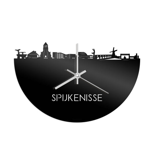 Skyline Klok Spijkenisse Zwart glanzend gerecycled kunststof cadeau decoratie relatiegeschenk van WoodWideCities