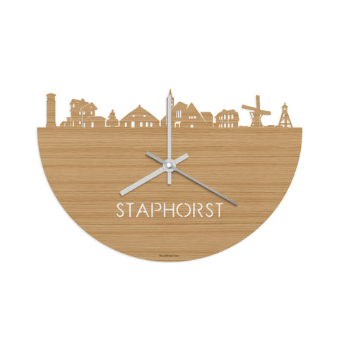 Skyline Klok Staphorst Bamboe houten cadeau decoratie relatiegeschenk van WoodWideCities