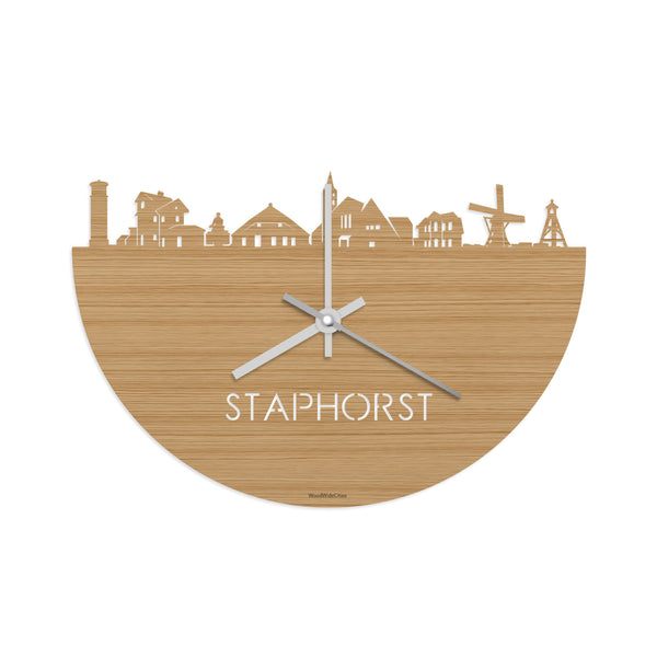 Skyline Klok Staphorst Bamboe houten cadeau decoratie relatiegeschenk van WoodWideCities