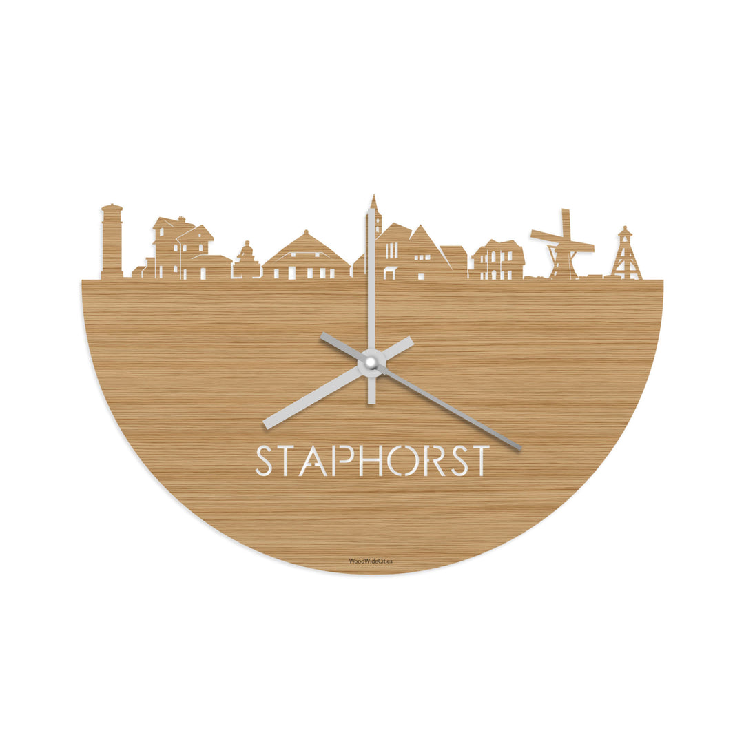 Skyline Klok Staphorst Bamboe houten cadeau decoratie relatiegeschenk van WoodWideCities