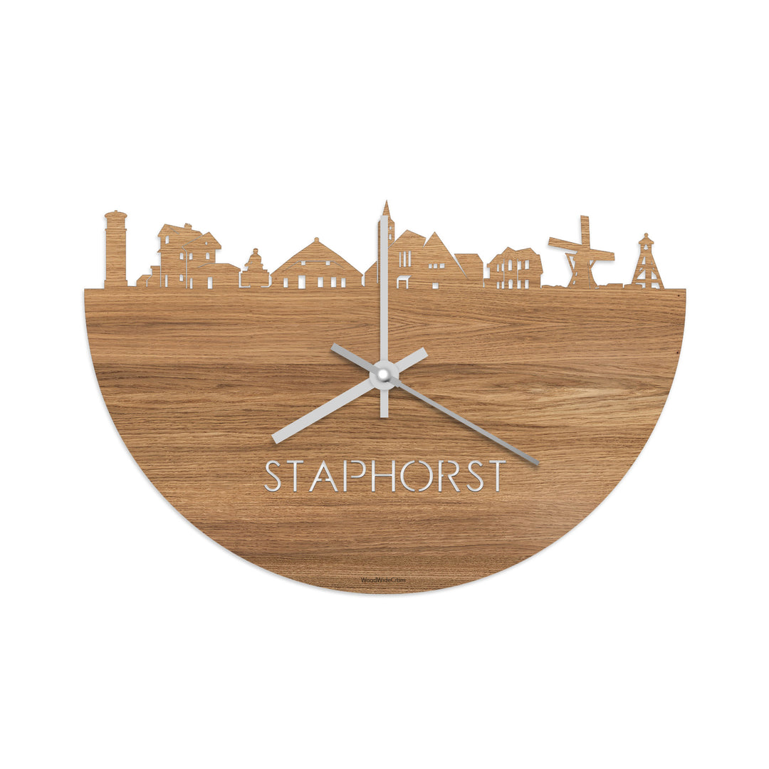 Skyline Klok Staphorst Eiken houten cadeau decoratie relatiegeschenk van WoodWideCities