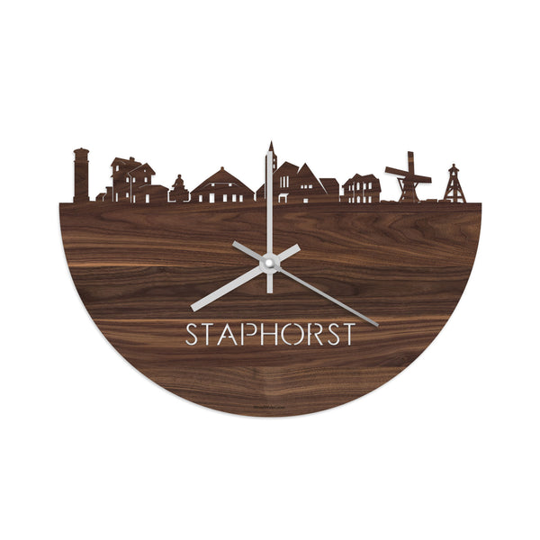 Skyline Klok Staphorst Noten houten cadeau decoratie relatiegeschenk van WoodWideCities