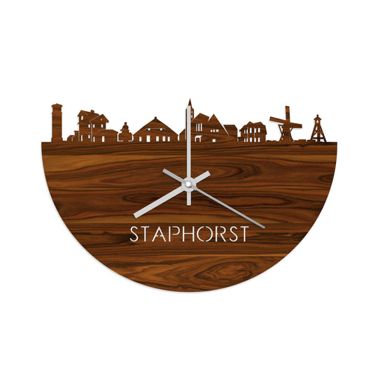 Skyline Klok Staphorst Palissander houten cadeau decoratie relatiegeschenk van WoodWideCities