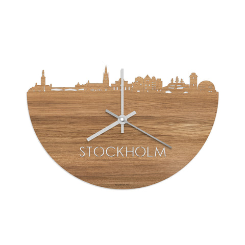 Skyline Klok Stockholm Eiken houten cadeau decoratie relatiegeschenk van WoodWideCities