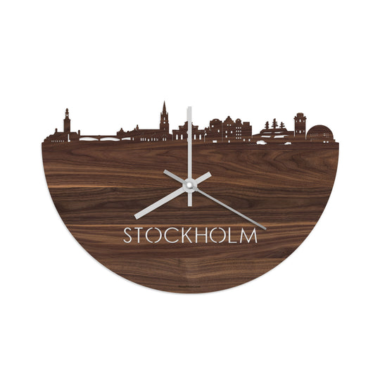 Skyline Klok Stockholm Noten houten cadeau decoratie relatiegeschenk van WoodWideCities