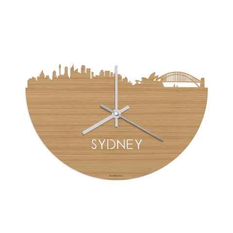 Skyline Klok Sydney Bamboe houten cadeau decoratie relatiegeschenk van WoodWideCities