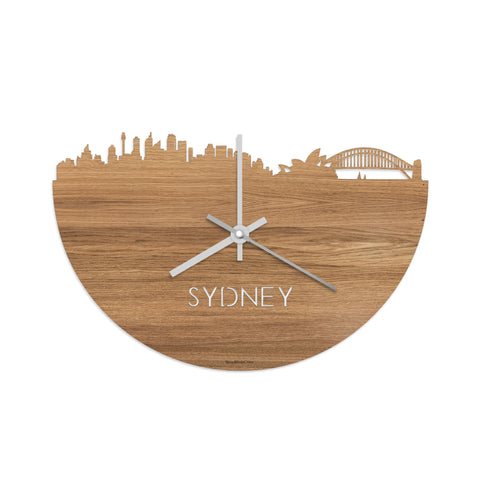 Skyline Klok Sydney Eiken houten cadeau decoratie relatiegeschenk van WoodWideCities