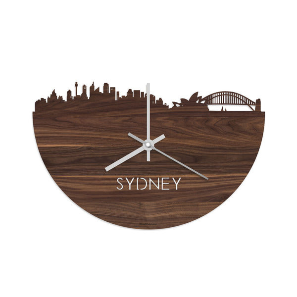 Skyline Klok Sydney Noten houten cadeau decoratie relatiegeschenk van WoodWideCities