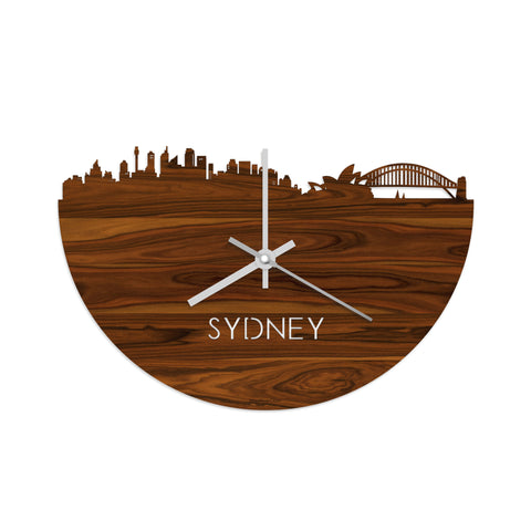 Skyline Klok Sydney Palissander houten cadeau decoratie relatiegeschenk van WoodWideCities
