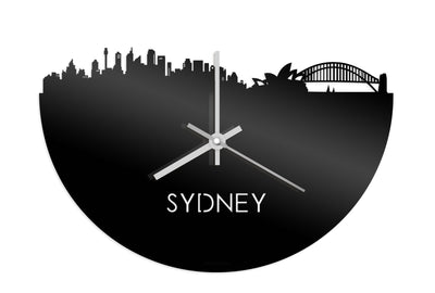 Skyline Clock Sydney Black Glossy