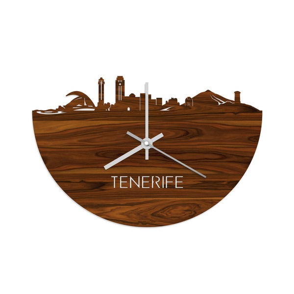Skyline Klok Tenerife Palissander houten cadeau decoratie relatiegeschenk van WoodWideCities