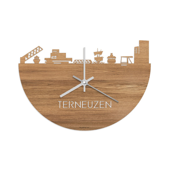 Skyline Klok Terneuzen Eiken houten cadeau decoratie relatiegeschenk van WoodWideCities