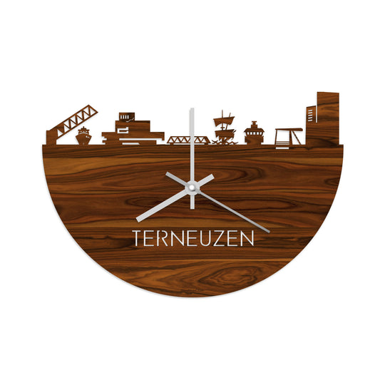 Skyline Klok Terneuzen Palissander houten cadeau decoratie relatiegeschenk van WoodWideCities