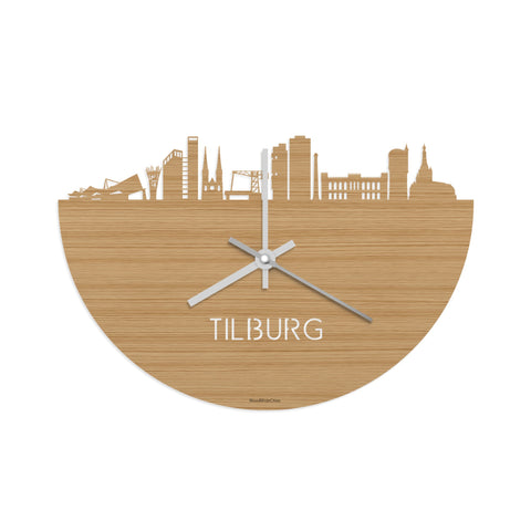 Skyline Klok Tilburg Bamboe houten cadeau decoratie relatiegeschenk van WoodWideCities