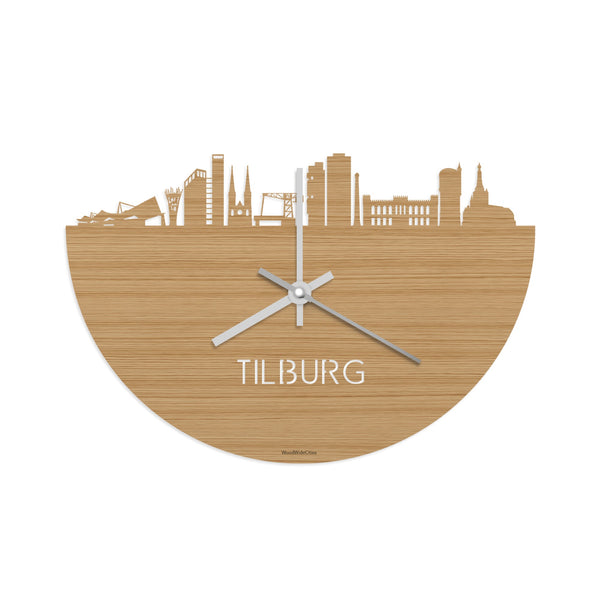 Skyline Klok Tilburg Bamboe houten cadeau decoratie relatiegeschenk van WoodWideCities