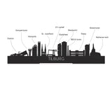 Skyline Klok Tilburg Black Zwart houten cadeau decoratie relatiegeschenk van WoodWideCities