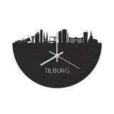 Skyline Klok Tilburg Black Zwart houten cadeau decoratie relatiegeschenk van WoodWideCities