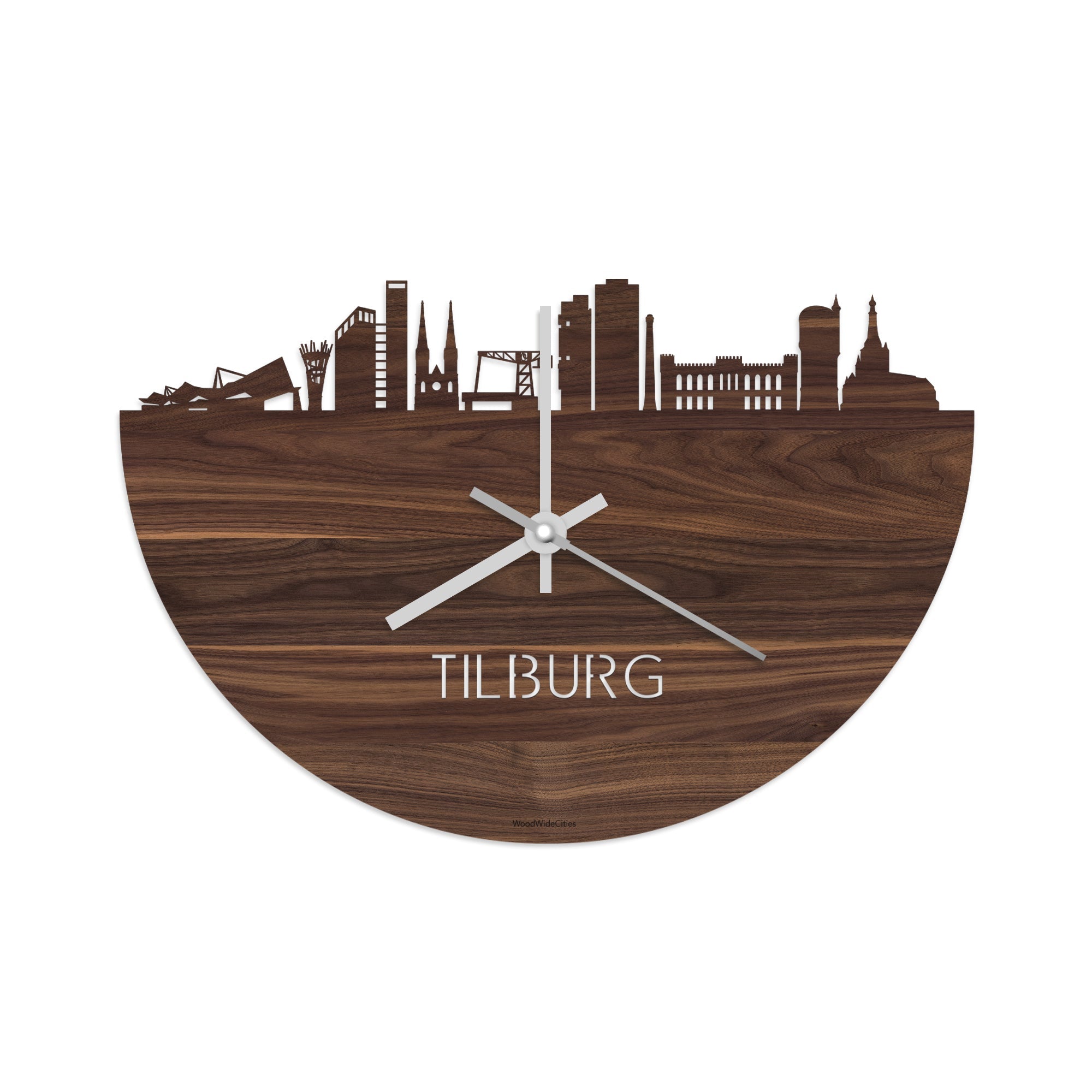 Skyline Klok Tilburg Noten Noten houten cadeau decoratie relatiegeschenk van WoodWideCities