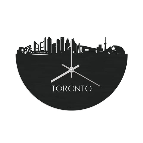 Skyline Klok Toronto Black Zwart houten cadeau decoratie relatiegeschenk van WoodWideCities
