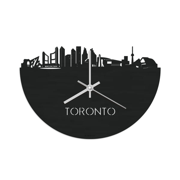 Skyline Klok Toronto Black Zwart houten cadeau decoratie relatiegeschenk van WoodWideCities