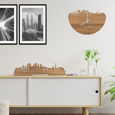 Skyline Klok Toronto Eiken houten cadeau decoratie relatiegeschenk van WoodWideCities