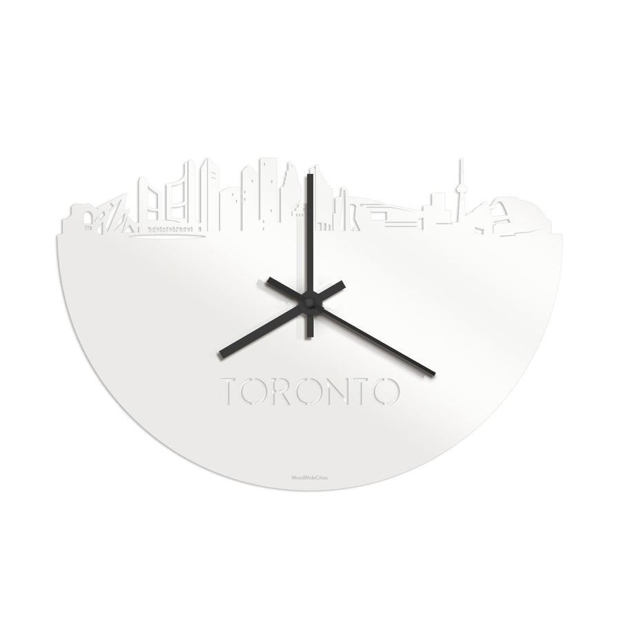 Skyline Klok Toronto Wit glanzend gerecycled kunststof cadeau decoratie relatiegeschenk van WoodWideCities