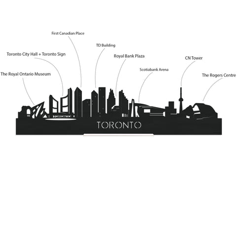 Skyline Klok Toronto Zwart glanzend gerecycled kunststof cadeau decoratie relatiegeschenk van WoodWideCities