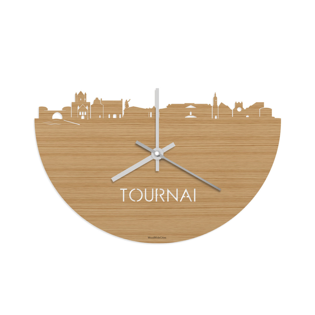 Skyline Klok Tournai Bamboe houten cadeau decoratie relatiegeschenk van WoodWideCities