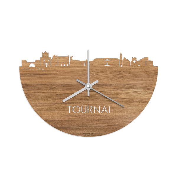 Skyline Klok Tournai Eiken houten cadeau decoratie relatiegeschenk van WoodWideCities