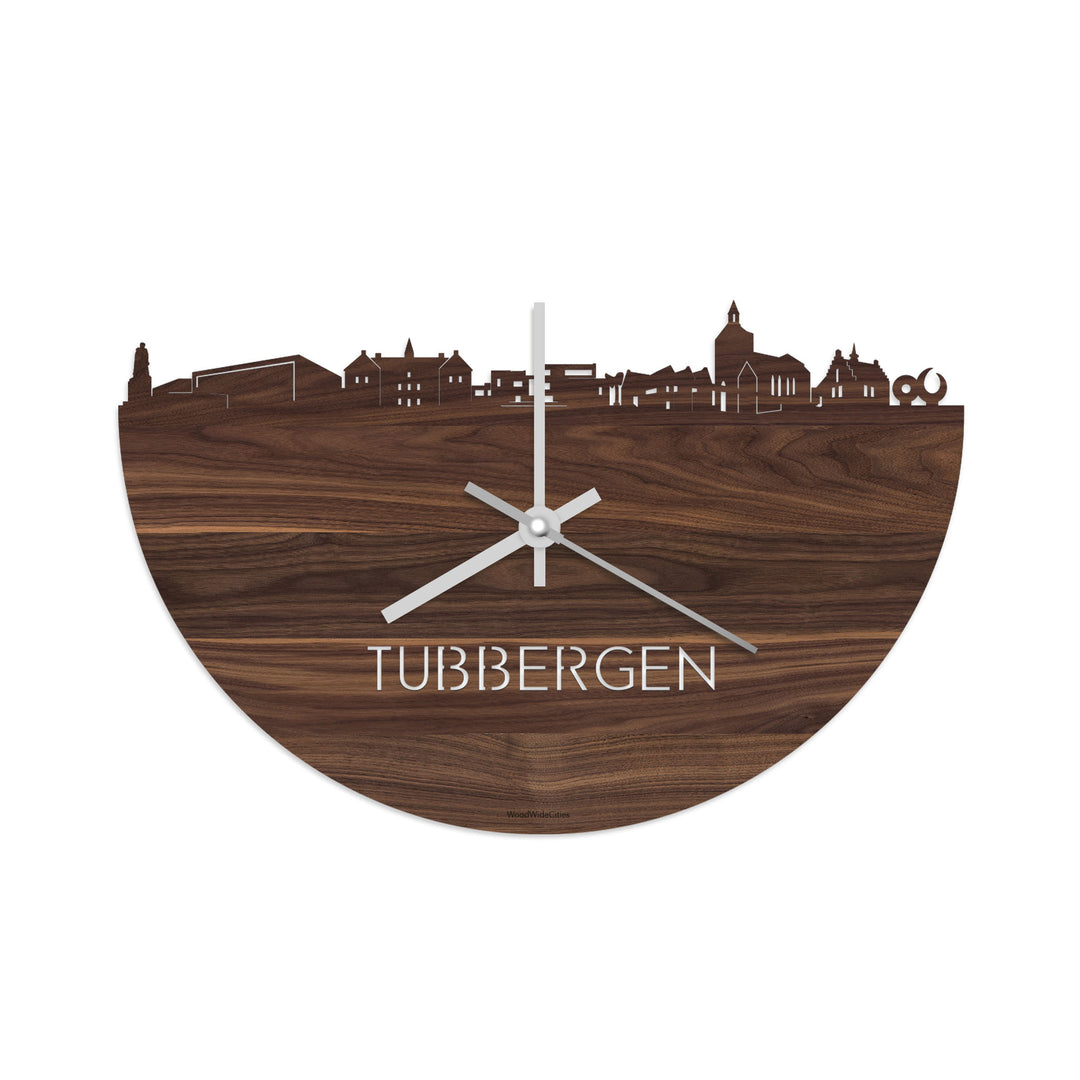Skyline Klok Tubbergen Noten houten cadeau decoratie relatiegeschenk van WoodWideCities
