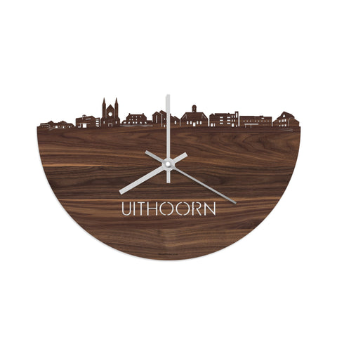 Skyline Klok Uithoorn Noten houten cadeau decoratie relatiegeschenk van WoodWideCities