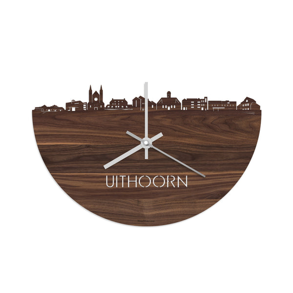 Skyline Klok Uithoorn Noten houten cadeau decoratie relatiegeschenk van WoodWideCities