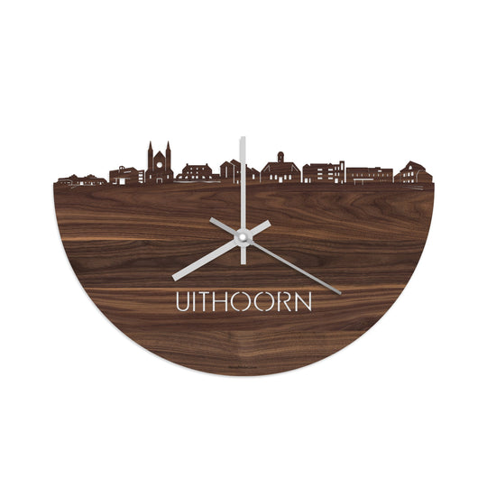 Skyline Klok Uithoorn Noten houten cadeau decoratie relatiegeschenk van WoodWideCities