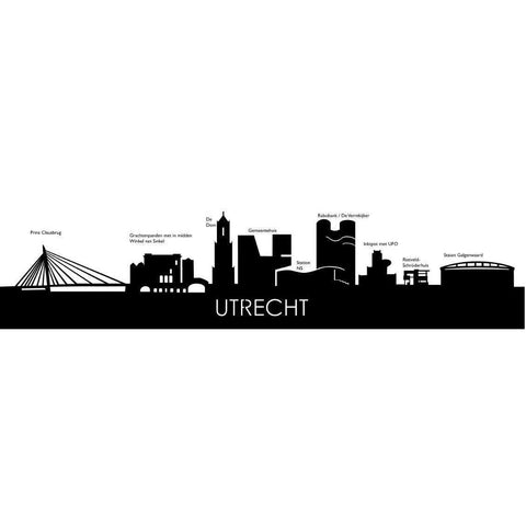 Skyline Klok Utrecht Noten Noten houten cadeau wanddecoratie relatiegeschenk van WoodWideCities