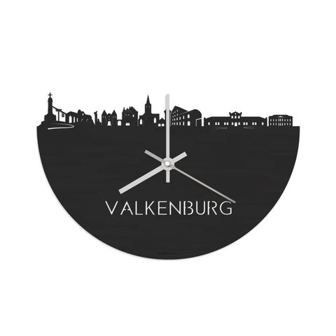 Skyline Klok Valkenburg Black Zwart houten cadeau decoratie relatiegeschenk van WoodWideCities