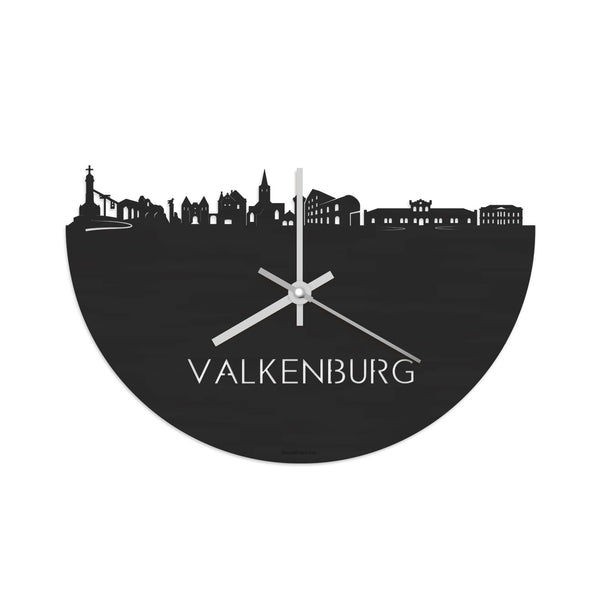 Skyline Klok Valkenburg Black Zwart houten cadeau decoratie relatiegeschenk van WoodWideCities