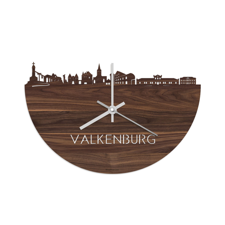 Skyline Klok Valkenburg Noten houten cadeau decoratie relatiegeschenk van WoodWideCities