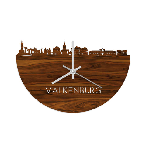 Skyline Klok Valkenburg Palissander houten cadeau decoratie relatiegeschenk van WoodWideCities
