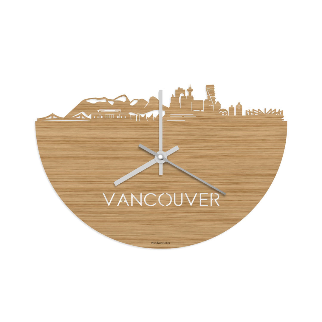 Skyline Klok Vancouver Bamboe houten cadeau decoratie relatiegeschenk van WoodWideCities
