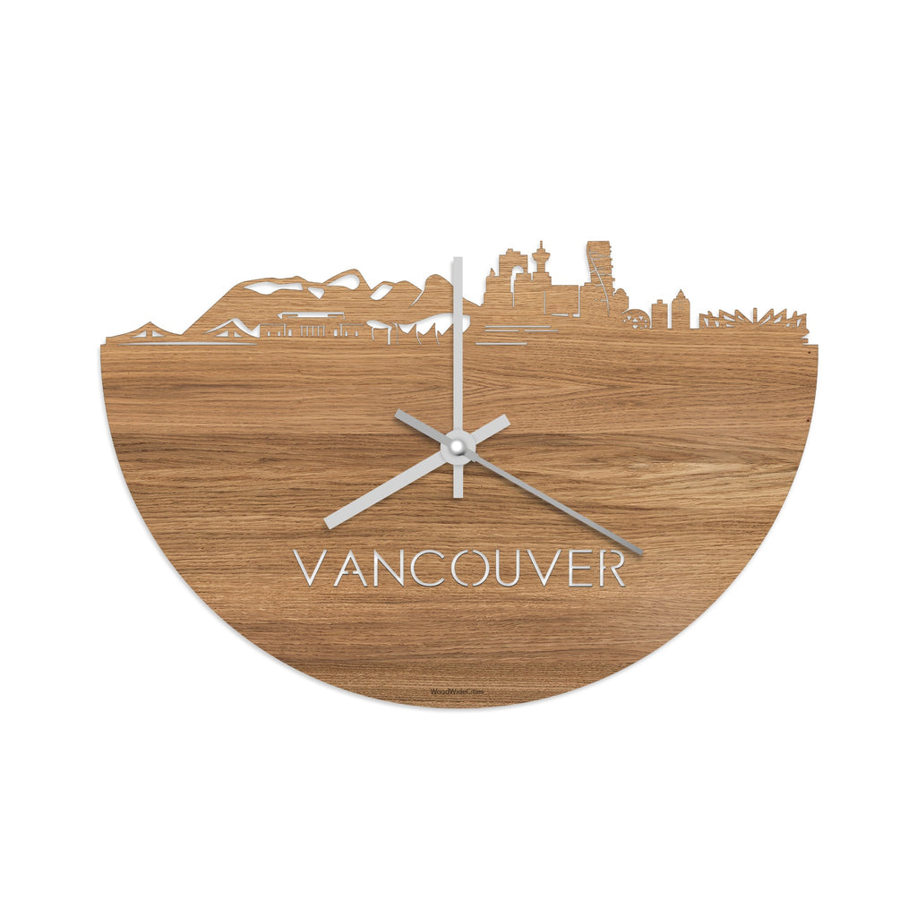 Skyline Klok Vancouver Eiken houten cadeau decoratie relatiegeschenk van WoodWideCities