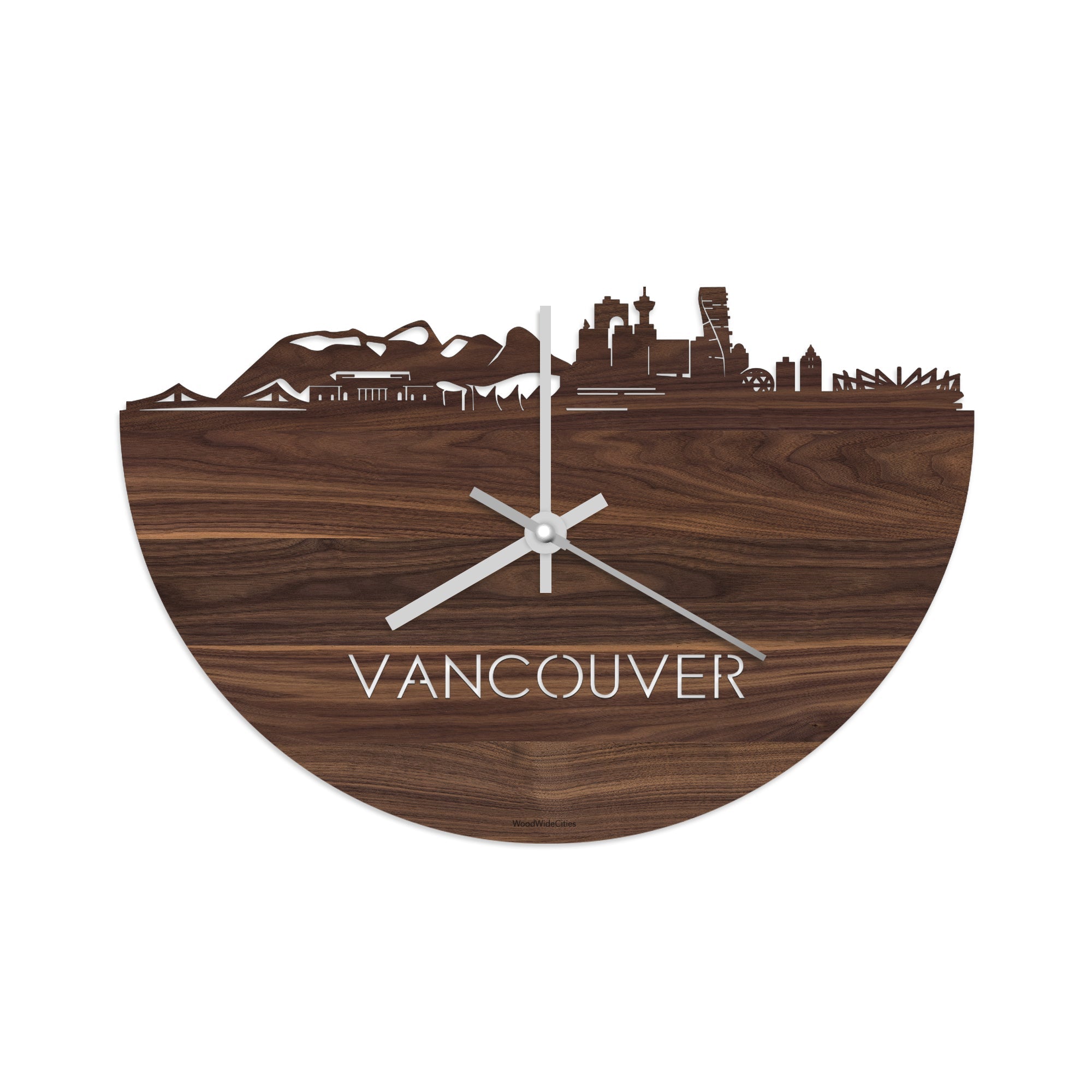 Skyline Klok Vancouver Noten houten cadeau decoratie relatiegeschenk van WoodWideCities
