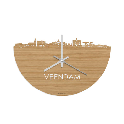Skyline Klok Veendam Bamboe houten cadeau decoratie relatiegeschenk van WoodWideCities
