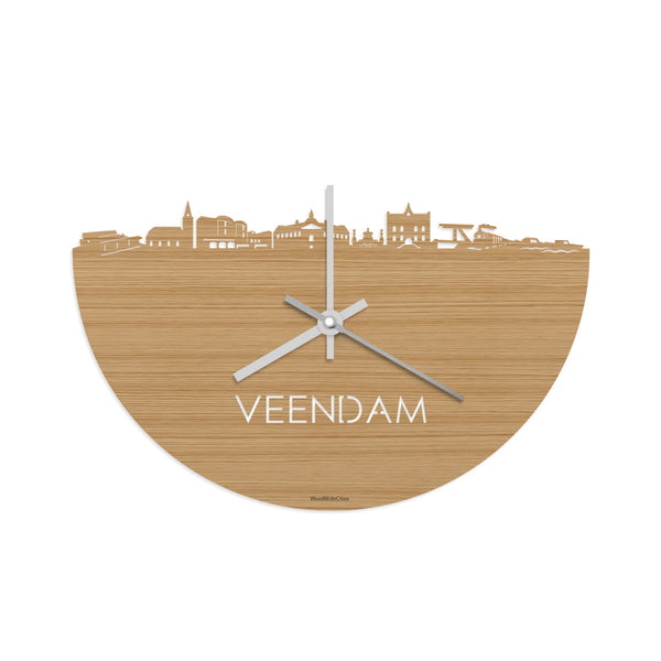 Skyline Klok Veendam Bamboe houten cadeau decoratie relatiegeschenk van WoodWideCities