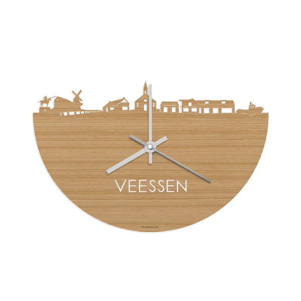 Skyline Klok Veessen Bamboe houten cadeau decoratie relatiegeschenk van WoodWideCities
