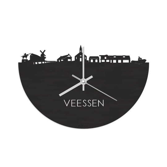 Skyline Klok Veessen Black Zwart houten cadeau decoratie relatiegeschenk van WoodWideCities