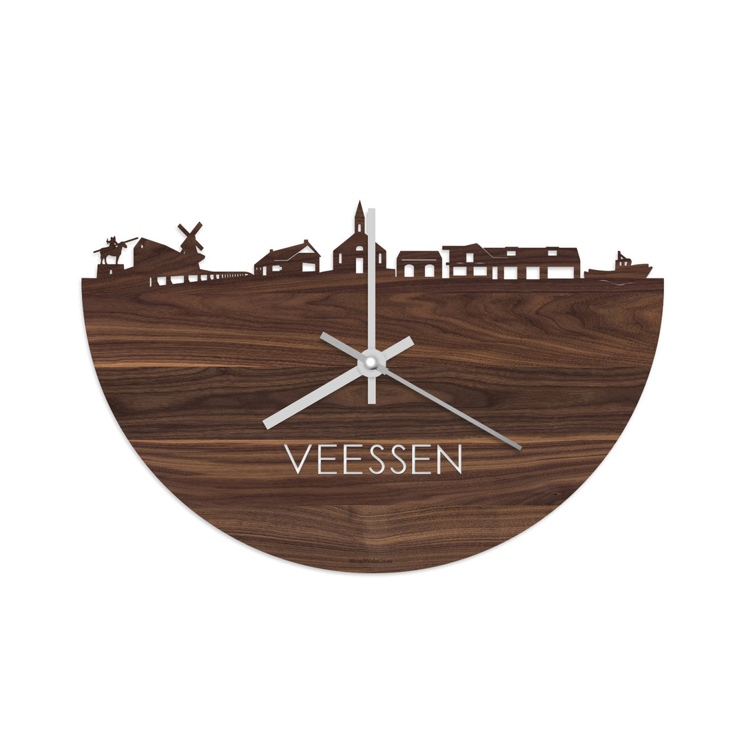 Skyline Klok Veessen Noten houten cadeau decoratie relatiegeschenk van WoodWideCities