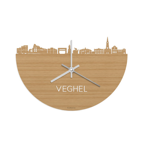 Skyline Klok Veghel Bamboe houten cadeau wanddecoratie relatiegeschenk van WoodWideCities