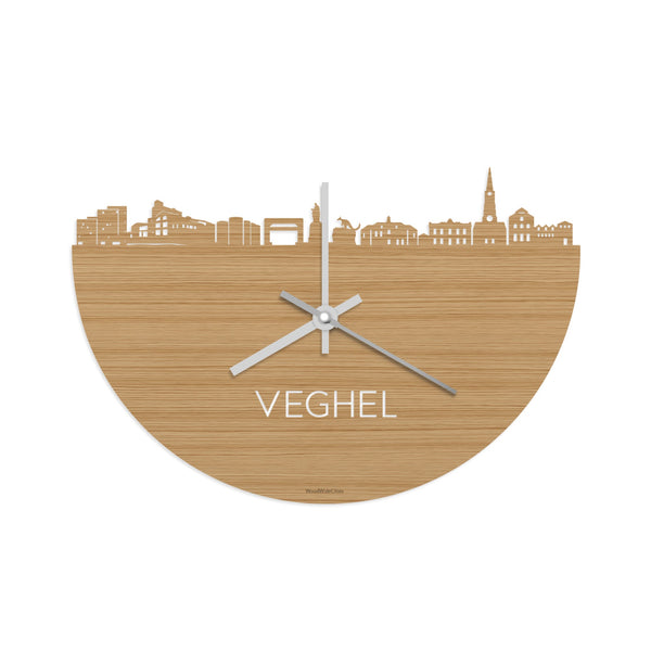Skyline Klok Veghel Bamboe houten cadeau wanddecoratie relatiegeschenk van WoodWideCities