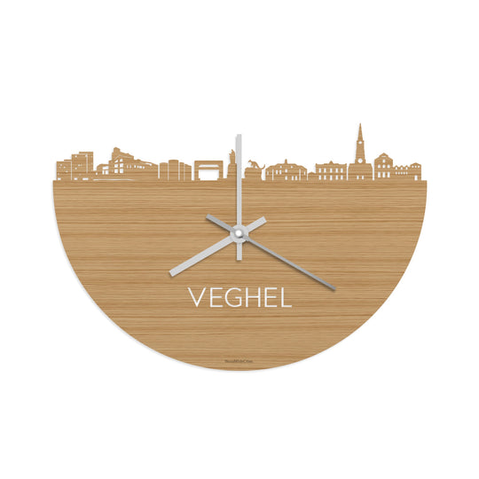 Skyline Klok Veghel Bamboe houten cadeau wanddecoratie relatiegeschenk van WoodWideCities