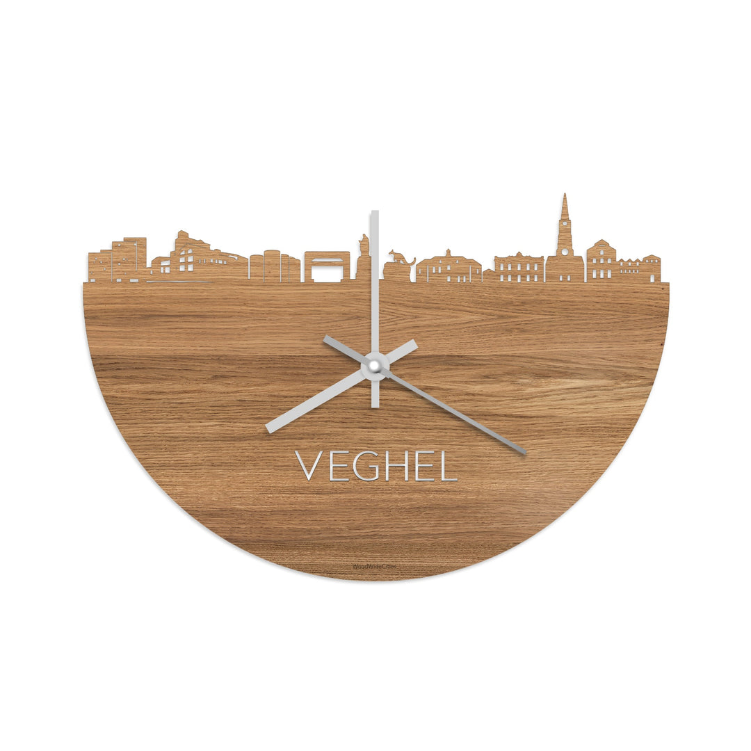 Skyline Klok Veghel Eiken houten cadeau wanddecoratie relatiegeschenk van WoodWideCities